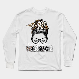 Retinoblastoma Awareness Warrior Women Glasse Messy Bun Leopard Bandana - Happy Mothers Day, Valentines Day Long Sleeve T-Shirt